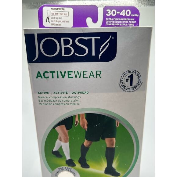 Jobst Activewear Medical Compression Stockings One Pair Cool White Knee Hi Large - Picture 6 of 8